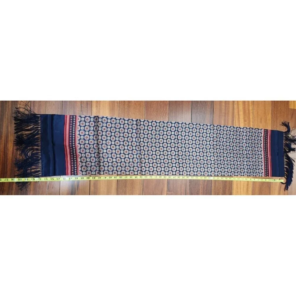 QINREN DOUBLEFACED SATIN SILK SCARF WITH FRINGE 52''x11